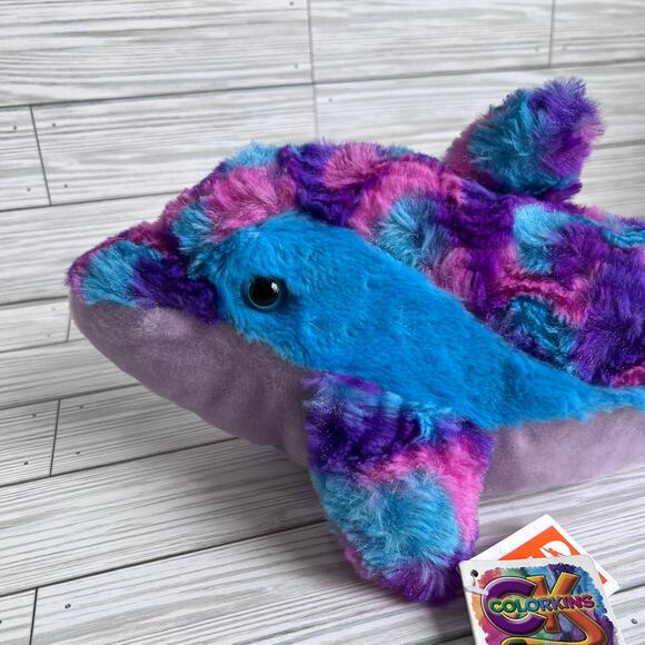NWT Wild Republic Colorkins Multi-Color Tie-Dye Dolphin Stuffed Animal - Picture 5 of 14